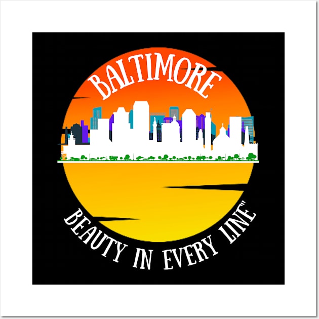 BALTIMORE SKYLINE OVER SUNRISE BEAUTY IN EVERY LINE Wall Art by The C.O.B. Store